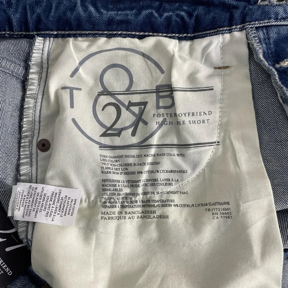 Treasure & Bond Foster Boyfriend High Rise Denim Shorts Blue Size 27 NWT Buttons - Picture 8 of 11